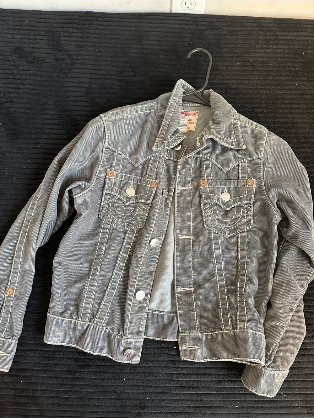 True Religion Grey Corduroy Trucker Jacket
